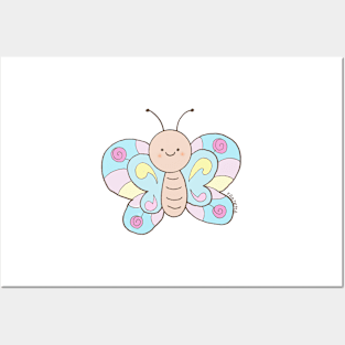 pastel colored butterfly Posters and Art